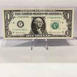 Trinary Note $1 Dollar Bill Series 2017A (70070797) Fancy S/N* US Paper Currency - Picture 1 of 2