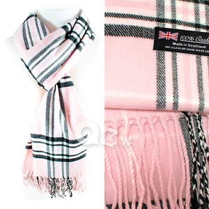 Mens Womens Winter Warm SCOTLAND Made 100% CASHMERE Scarf Scarves Plaid Wool - Picture 1 of 28