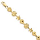 Real 14kt Yellow Gold Sea Life Chain Bracelet; 7 inch; Lobster Clasp