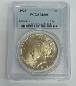 PCGS MS65 1925 Silver Peace Dollar - Picture 1 of 5