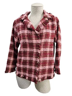 DMS Mujer Talla 6 Akris Punto Rojo y Rosa Tweed Flecos Blazer Traje Abrigo Chaqueta Foto 1 de 4