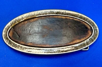 4.5" Wide Retro Simple Plain Faux Leather on Metal Silver Color Belt Buckle - Image 1 of 4