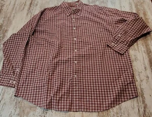 Herren LL Bean Button Down Hemd Kariert Weinrot Weiß XL Regular  - Bild 1 von 2