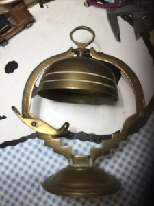 Vintage Hotel Desk Bell On Stand Solid Brass Rings When Lever Pushed - Picture 1 of 14