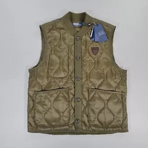 Polo Ralph Lauren Mens Gilet Green Medium Quilted Liner Chore Shield Logo - Picture 1 of 8