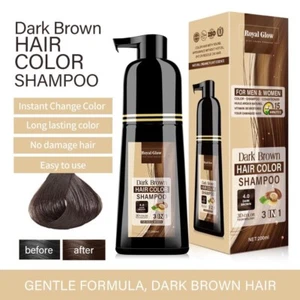 Royal Glow Dark Brown Hair Colour Shampoo 200ml For Men & Women | Vitamin B5 - Picture 1 of 3