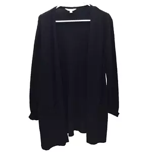 Terra & Sky Womens XL 34W Black Knit Open Cardigan Sweater Long sleeve Cotton - Picture 1 of 7