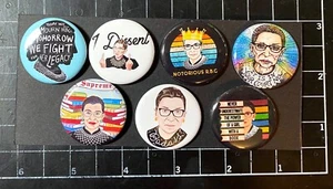 Juego de pines Ruth Bader Ginsburg. Juego de 1,25" - 7 botones. RBG, Corte Suprema, feminista - Imagen 1 de 1