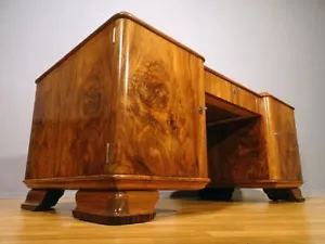HANNIS ANTIQUE STORE / ART DECO SCHREIBTISCH BERLIN UM 1935 / WURZELHOLZ FURNIER - Bild 1 von 11