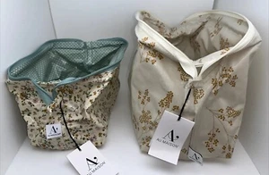 SET - AU MAISON Kulturtasche Kosmetiktasche Bügel blüten green senf creme libert - Bild 1 von 7