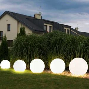 Kugellampe Solarleuchte Außen Stecklampe Balkon Terrasse weiß rund Erdspieß LED - Bild 1 von 29