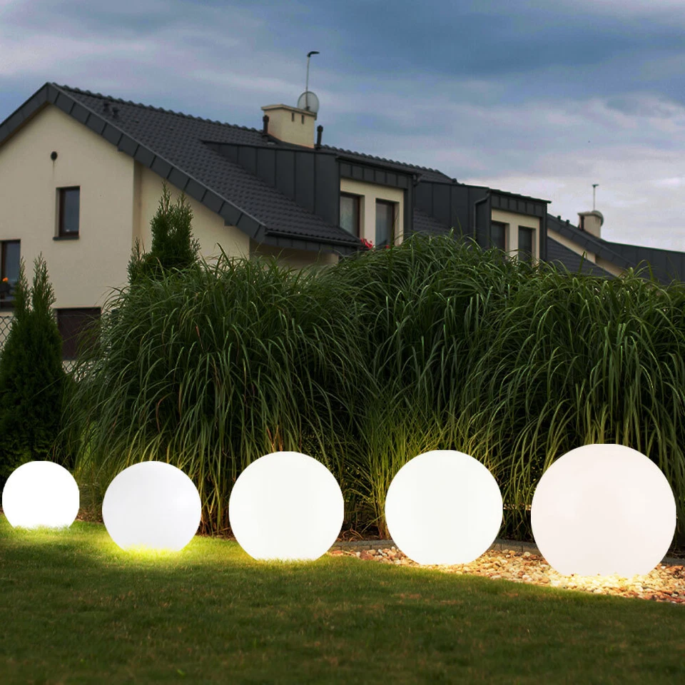 Kugellampe Solarleuchte Außen Stecklampe Balkon Terrasse weiß rund Erdspieß LED - Bild 1 von 1