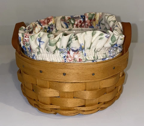 Longaberger Saffron Booking Basket Leather Handle Liner & Protector 2002 6.5” Cover