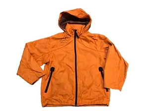 Old Navy Windbreaker Jacket Boys Medium Orange Full Zip Pockets Hood Mesh Lined - Picture 1 of 21