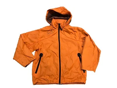 Old Navy Windbreaker Jacket Boys Medium Orange Full Zip Pockets Hood Mesh Lined - Image 1 of 4