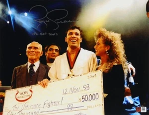 UFC 1 Tournament Champion Royce Gracie Signed & Inscribed 11x14 MMA Photo (PA) - Picture 1 of 1