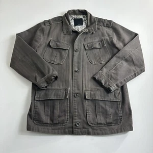 Hurley Men’s Utility Brown Jacket Size Medium Button Up Pockets Long Sleeve - Picture 1 of 11