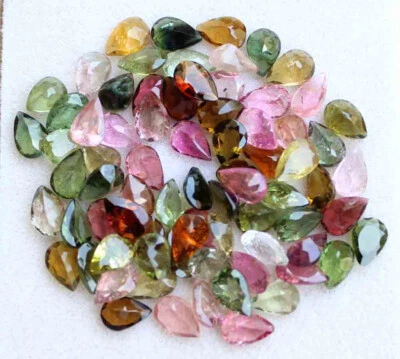 Natural Tourmaline Pear Faceted Cut Loose Gemstone Lot 4*6.5 MM 26.10 CT - Image 1 of 3