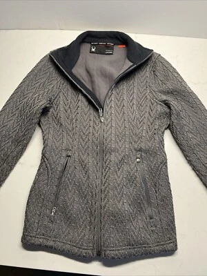 Womens Spyder Knit Jacket Size Small Gray Tailored, Slim Fit, Pockets - Image 1 of 4