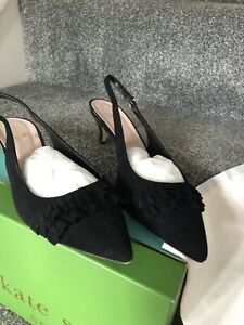 Kate Spade New York Black Kid Suede Shoes Size 7 1/2 M U.K. Size 5 with dust Bag