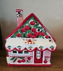 Blue Sky Clayworks Tea Light Candle House Ceramic CHERRY PIE COTTAGE New - Picture 1 of 19