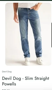 DEVIL DOG 32x34, SLIM STRAIGHT, REGULAR WAIST STRETCH, MED WASH, 15" LEG OPENING - Picture 1 of 10