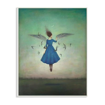 Placa de pared Stupell Beauty and Birds at Night azul y verde azulado Foto 1 de 4