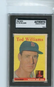 1958 Topps Ted Williams Medias Rojas de Boston #1 ⭐️💥🎯 SGC Calificado A - Imagen 1 de 2
