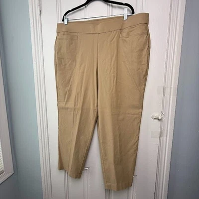 Alfred Dunner Cropped Pants Womens 20W Tan Pull On Tummy Control Slimming NWT - Image 1 of 4