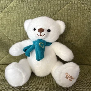 GODIVA Teddy Bear 2024 White x Turquoise Plush Stuffed Toy Doll No Box Used - Picture 1 of 5