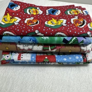 Christmas Holiday Fabric 7 yds plus Kids Children Sesame Street Snowmen - Picture 1 of 8