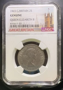 1965 G Britain 2 Shilling- Queen Elizabeth ll - Picture 1 of 2