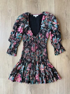 nb LOVE THE LABEL Jasper gesmoktes Baumwoll-Minikleid geblümt XS 0 2 - Bild 1 von 10