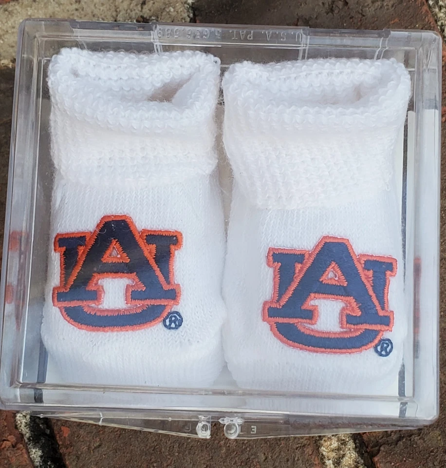 AUBURN UNIVERSITY BABY BOOTIES!●Officially Licensed Product●New/Opened Box🐯 - Image 1 of 4