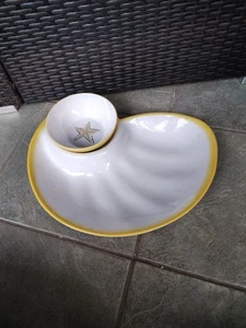 Melamine Chip And Dip Shell Starfish Set Of 2 Serving Bowl And Platter 15 X 13 - Picture 1 of 9