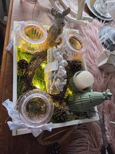 Clayre & Eef Mäuse fahren Schlitten Auf Adventstablett Weihnachten - Bild 1 von 10