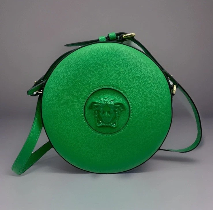 Versace Medusa Head Leather Round Bright Green Crossbody Bag