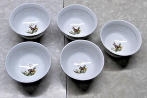 LOT OF 5 DESSERT BOWLS GOLDEN ROSE DEER ELK PORCELAIN 4"D X 2 1/4"H - Picture 1 of 6