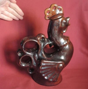Vintage Ukrainian MAJOLICA COCK /Rooster/ PITCHER Traditional Ceramic Clay Vase - Picture 1 of 8
