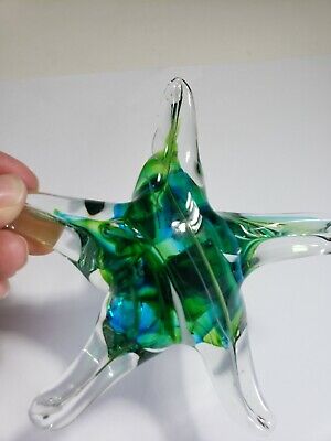STARFISH Art Glass PAPERWEIGHT Hand Blown Swirl Sculpture • 28€