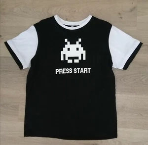 Space Invaders Press to Start T-Shirt by Play Table XXL Black Retro Gaming Theme - Bild 1 von 6