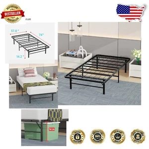 Twin Size 14-Inch Heavy Duty Steel Slat Mattress Foundation - Easy Assembly - Picture 1 of 9