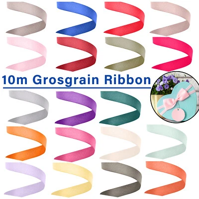 10m Grosgrain Ribbon 6mm 10mm 15mm 25mm 38mm Widths Wedding Crafts Gift Wrapping - Image 1 of 3