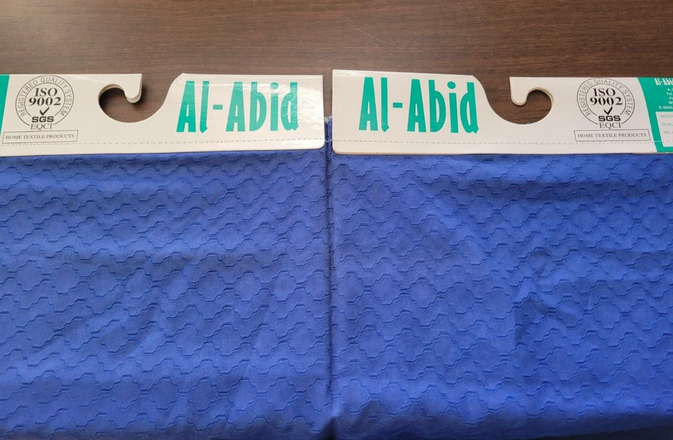 Vintage Salesman Sample Al-Abid Silk Mills Emboss Print Poly-Cotton Fabric Blue - Image 1 of 4