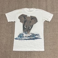 Vintage Canadian Wildlife Federation Shirt Small White 1980s Elephant Nature