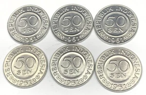 # C9590    INDONESIA     50  SEN   COINS,    1961  ( 6 COINS ALL ALIKE ) - Picture 1 of 2