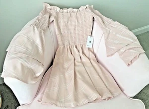 New LPA Pale Pink Stretch Top, 3/4 Bell Sleeve Dress; Size Small; NWT; $228 - Picture 1 of 8