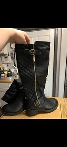 DREAM PAIRS Women Riding Boots Low Heel Side Zipper Fur Lined Knee High Boots - Picture 1 of 5