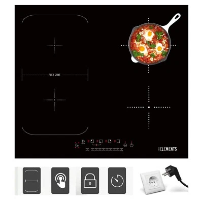 KB ELEMENTS Induktionskochfeld 4 Kochfelder, 60 cm Induktionskochfeld Flexzone, EU Stecker