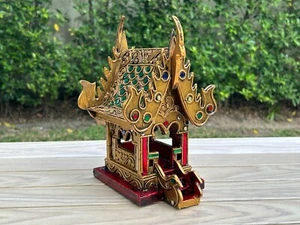 Small Golden Thai Spirit House Altar Shrine SanPraPhum Thai Handicraft - Picture 1 of 4